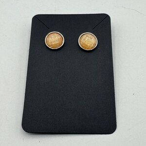 Peach Colored Textured Round Stud Earrings Gold--tone Metal